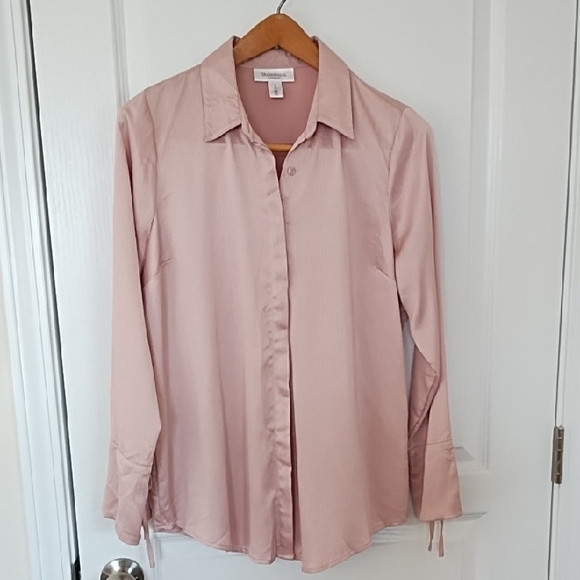 Motherhood Maternity Tops - Motherhood Maternity Blouse Womens Size Small Vacay Resort Long Sleeve Soft Pink